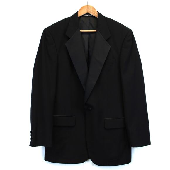 Cricketeer Mens 39L Long Dinner Jacket Blazer‎ Satin Lapel Black 100% Wool - Picture 1 of 10